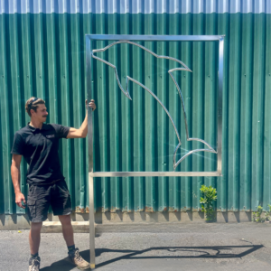 Custom fabrication Auckland - bespoke stainless steel sculpture for Orewa beach