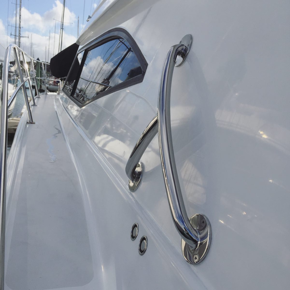 Boat grab rails. Marine stainless steel fabrication auckland, Custom grab rails for side of boat.