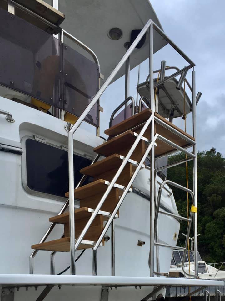Marine stainless steel fabrication auckland, Custom boat stairs and ladder railings