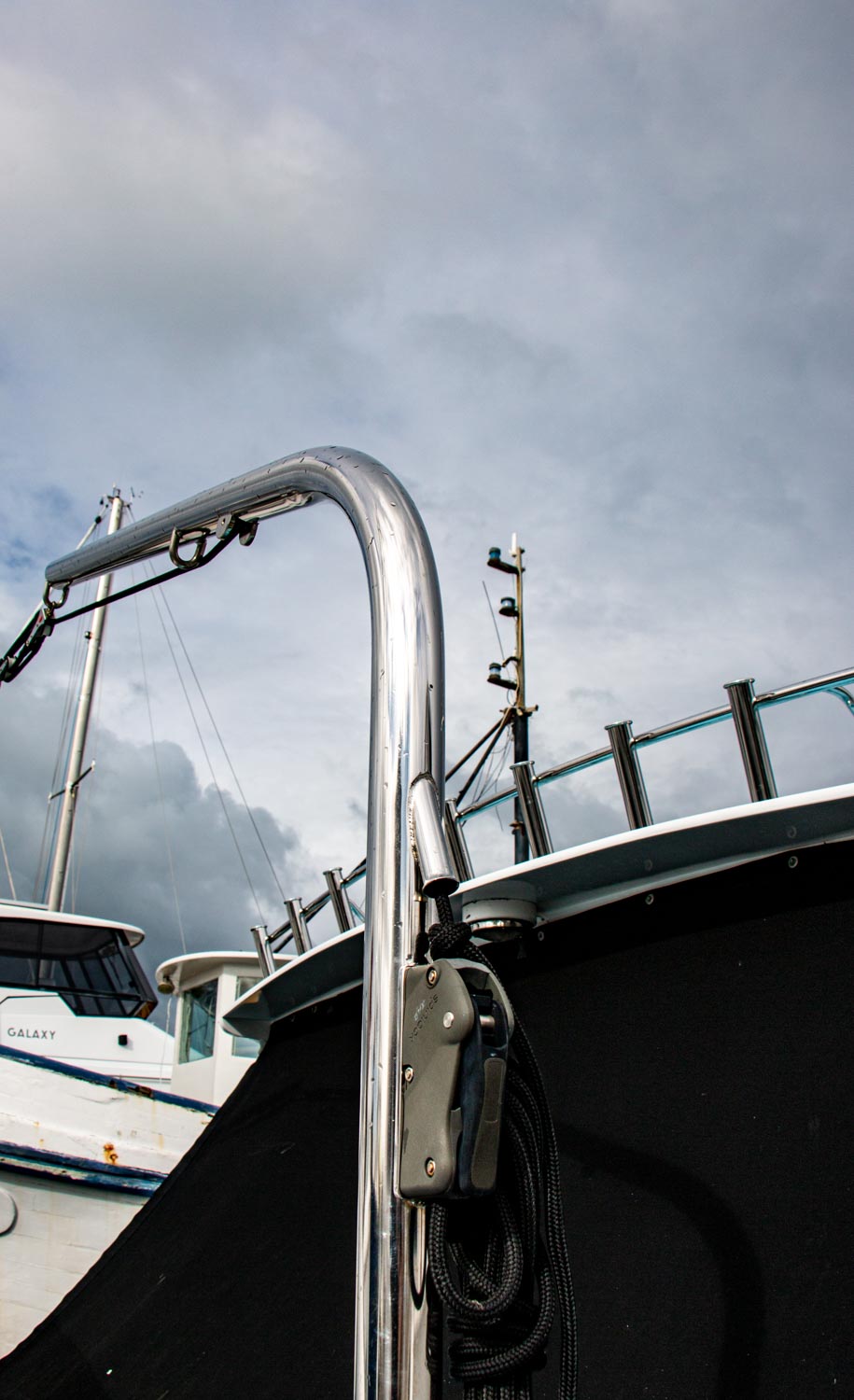 Custom rod holder by marine Stainless Steel Fabricators, Firefish Fabrication, Auckland.