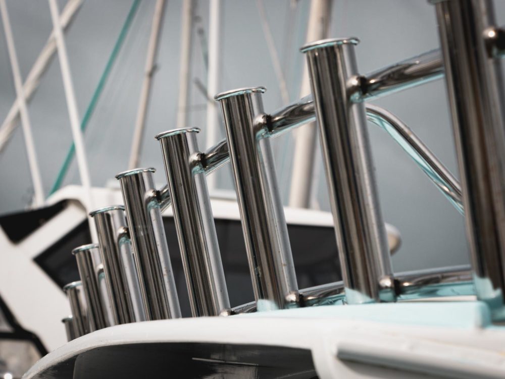 Rod rack, rod holders crafted by Firefish Fabrication, Stainless Steel marine fabricator, Auckland NZ