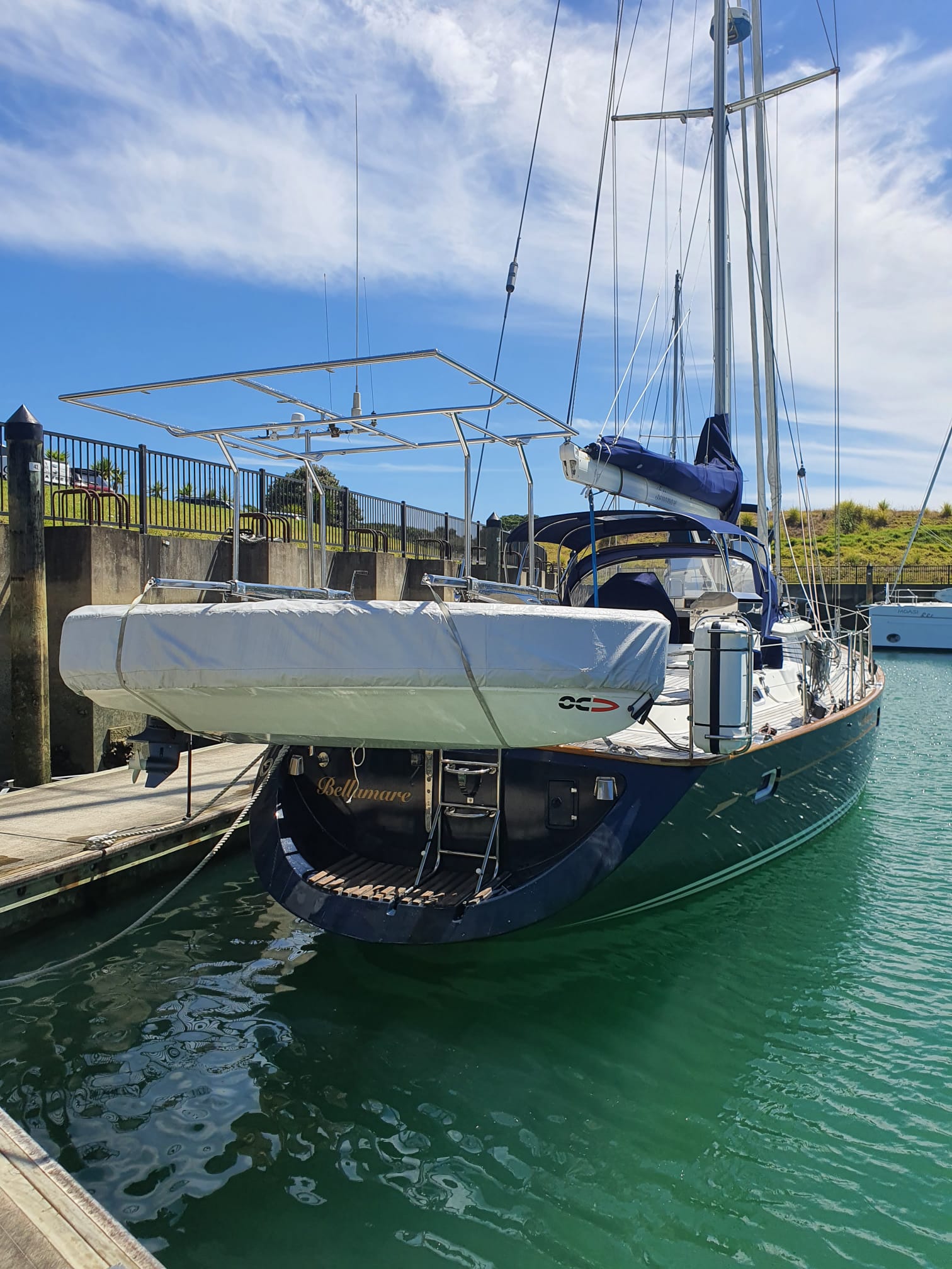Custom solar frame for sailing yacht by marine Stainless Steel Fabricators, Firefish Fabrication, Auckland.