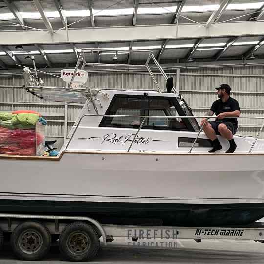 Custom stainless steel tuna tower by marine Stainless Steel Fabricators, Firefish Fabrication, Auckland.